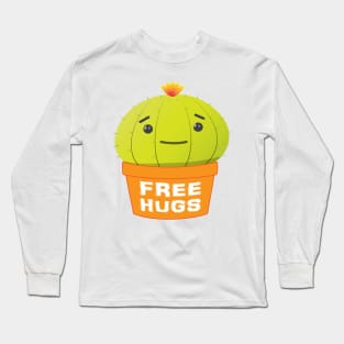 Free Hugs! Cute Happy Cactus - isolated Long Sleeve T-Shirt
